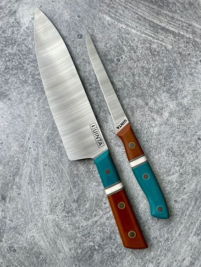 8.5" Chef  w/ Black and Blue Carbon Fiber Handle *97097