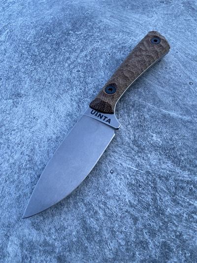 Hunter V2 - Natural Micarta handle w/ Stonewash Blade