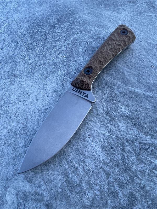 Hunter V2 - Natural Micarta handle w/ Stonewash Blade