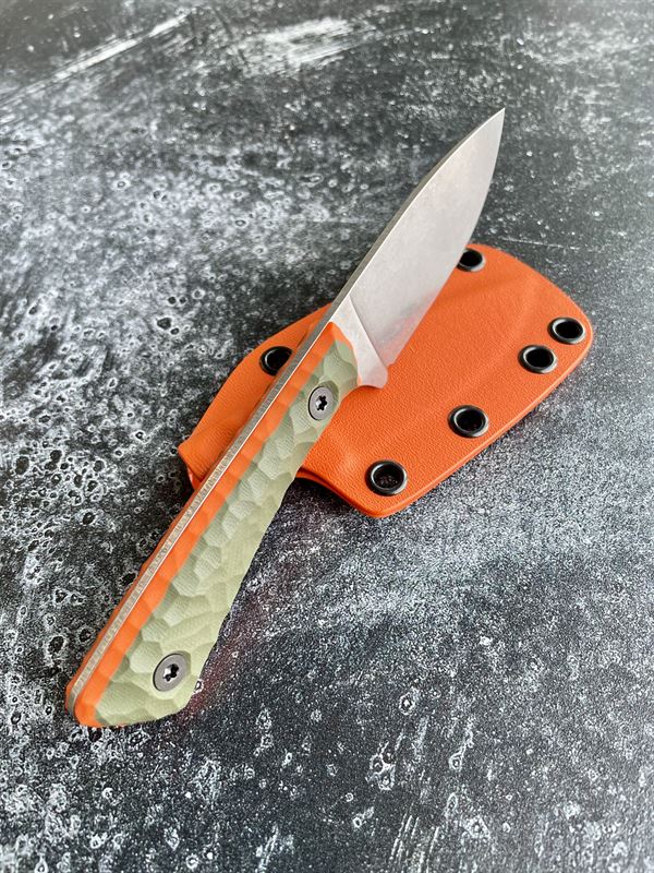 Hunter V2 - OD Green & Orange Handle w/ Stonewash Blade
