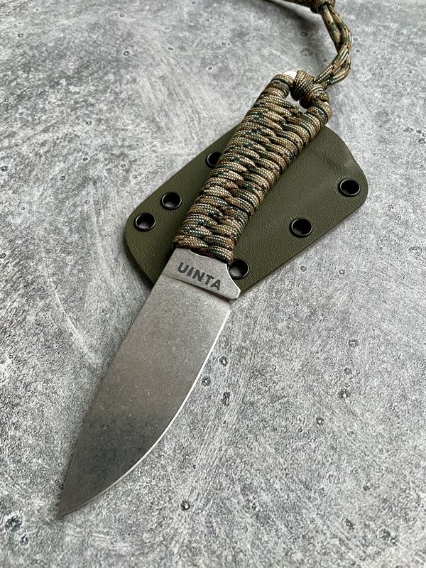 Lightweight V2 - Orange and Black Paracord Wrap w/ Stonewash Blade *15690