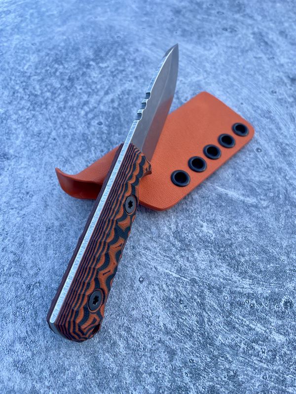 Explorer - Orange and Black G10 handle w/ Stonewash blade